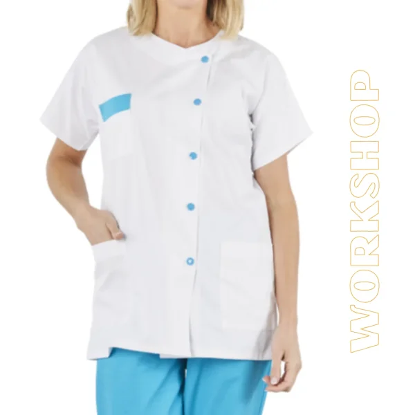 TUNIQUE TEA BLANC/TURQUOISE