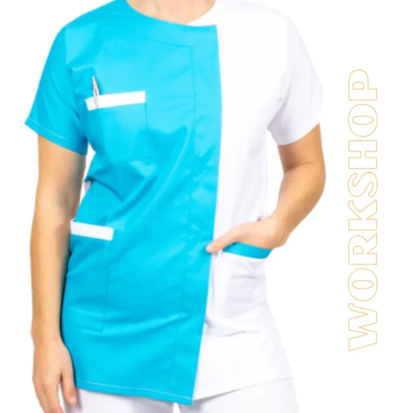 TUNIQUE TALIA BICOLORE BLANC/TURQUOISE