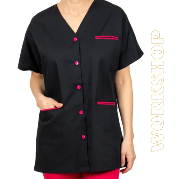 TUNIQUE TICIA COL V NOIR/FUCHSIA