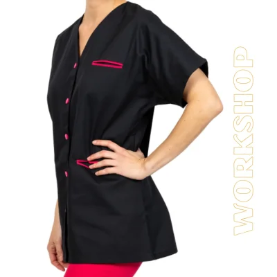 TUNIQUE TICIA COL V NOIR/FUCHSIA