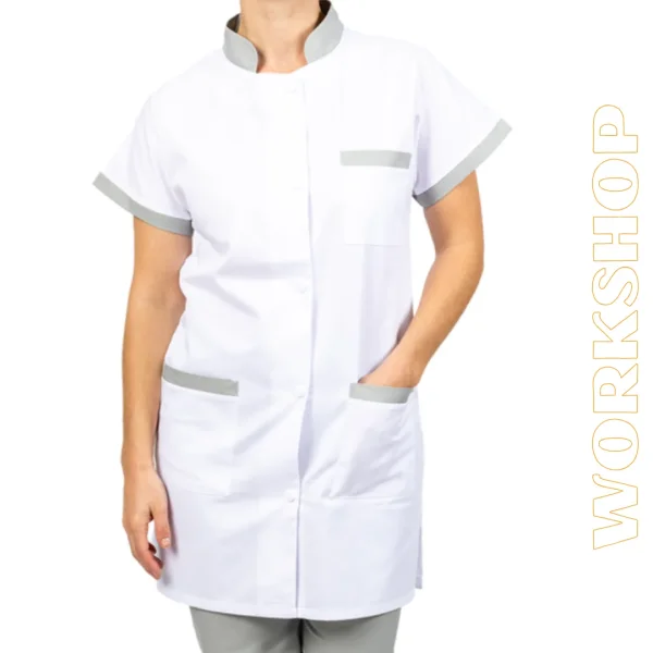 Tunique TELMA COL MAO BLANC/GRIS CLAIR