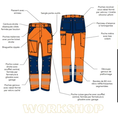 SPANNER PANTALON HV - ORANGE FLUO / BLEU MARINE