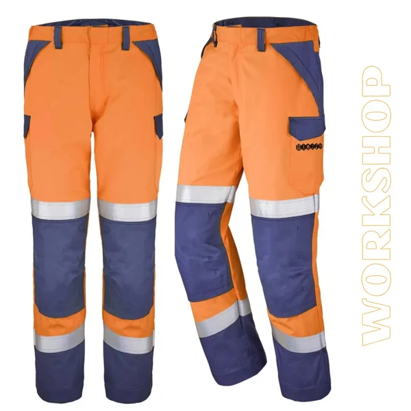 ESCORIAL PANTALON MULTIRISQUES - ORANGE FLUO / BLEU MARINE