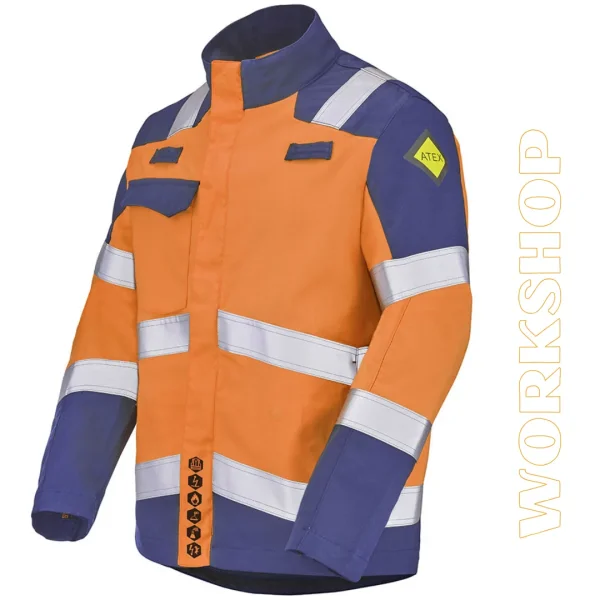 ABRA BLOUSON MULTIRISQUES - ORANGE FLUO / BLEU MARINE