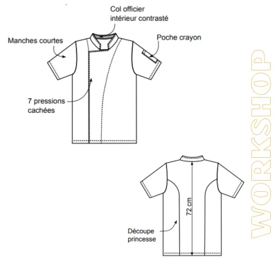 COOKIE veste de cuisine manches courtes