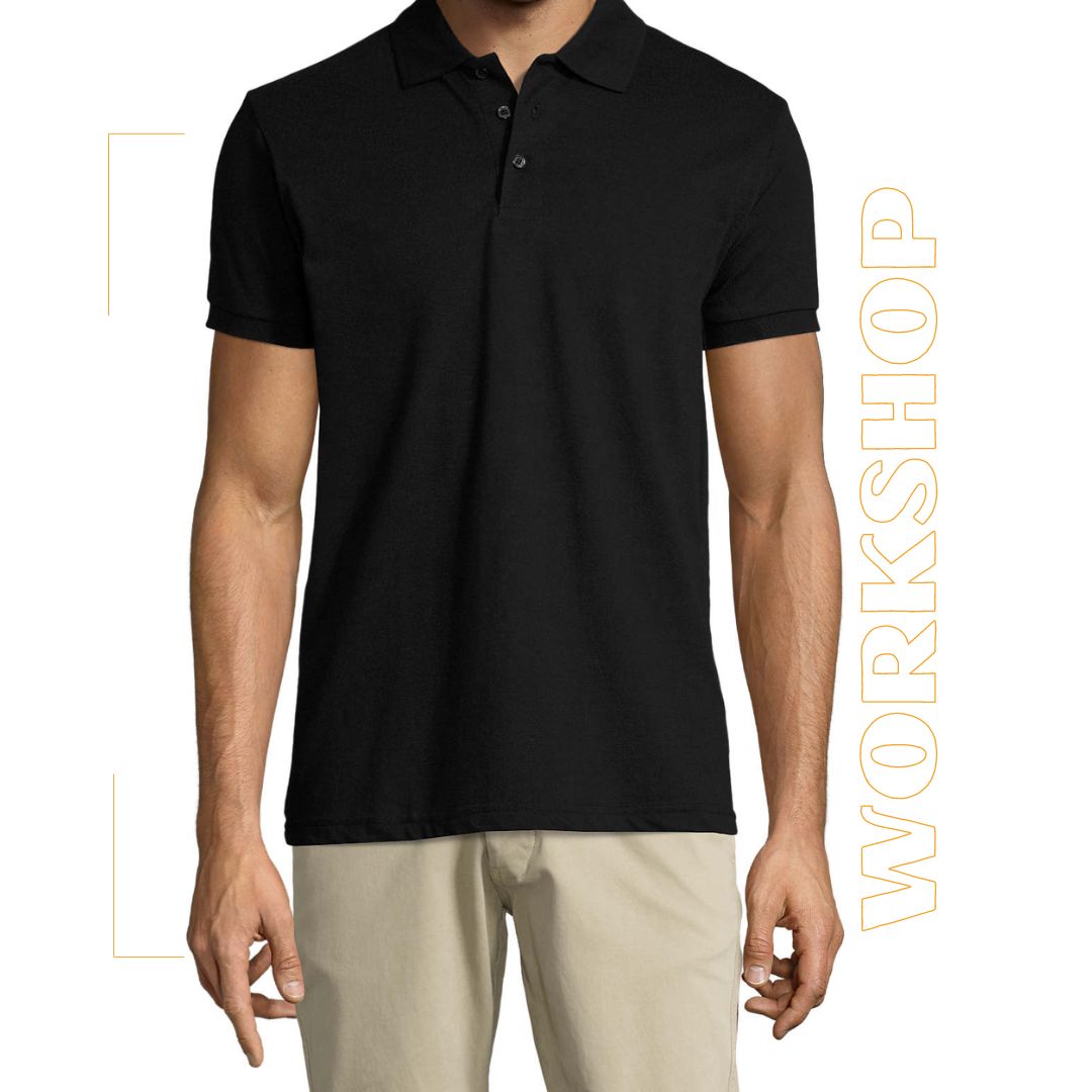 PRIME Men Polo Homme Noir + Broderie