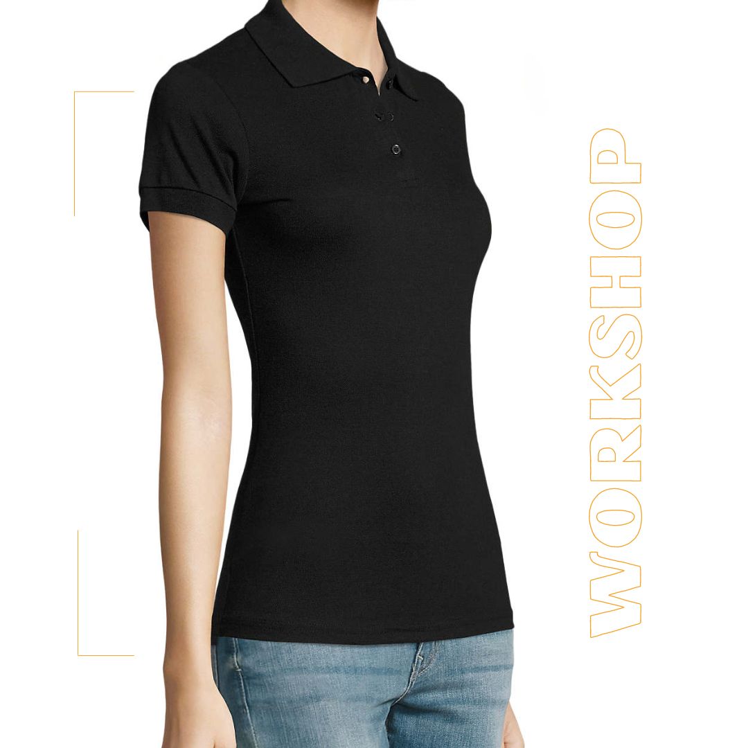 PRIME Women Polo Femme Noir + Broderie